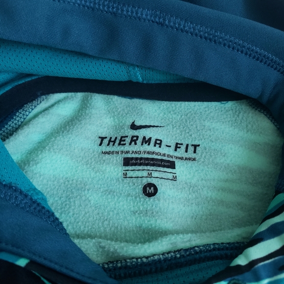 Nike Therma Fit hoodie Sweatshirt Size Medium Teal Aqua Turquoise Active Sporty - Picture 5 of 7